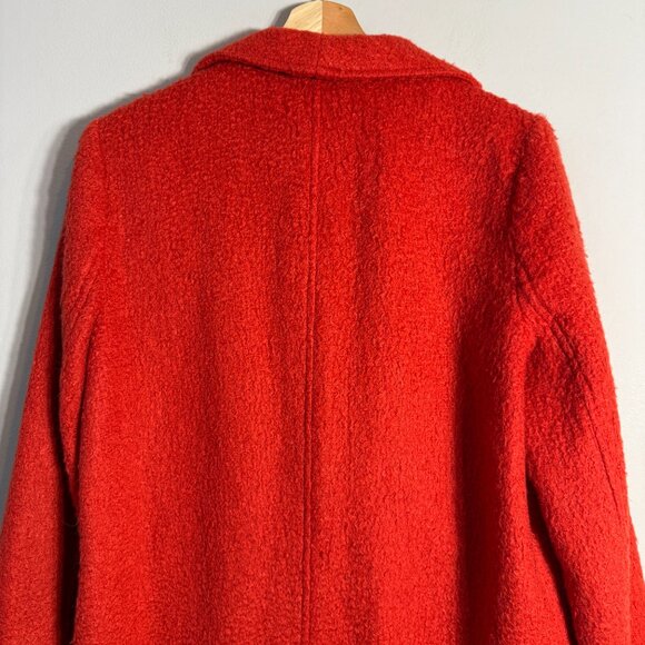 Bernardo Textured Wool Coat Women's Medium Orange Overcoat Pea Coat Jacket Chic - Picture 12 of 15